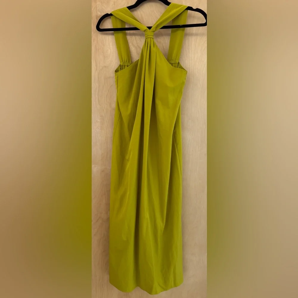 Commense Olive Green Twist-Neck Midi Dress - Picture 9 of 14